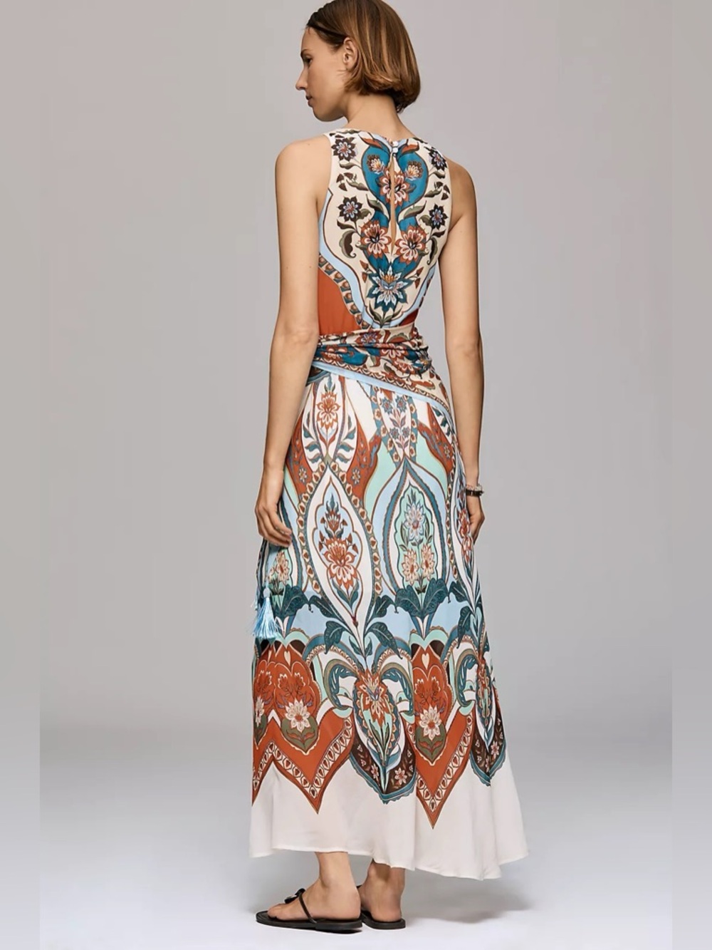 FARM Rio x Anthropologie Floral Sleeveless Tie-Waist Scarf Maxi Dress Size M NWT - Picture 2 of 12